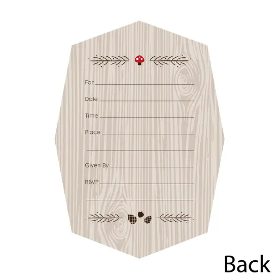 Big Dot of Happiness Woodland Creatures - Shaped Fill-in Invitations - Baby Shower or Birthday Party Invitation Cards with Envelopes - Set of 12 {4}