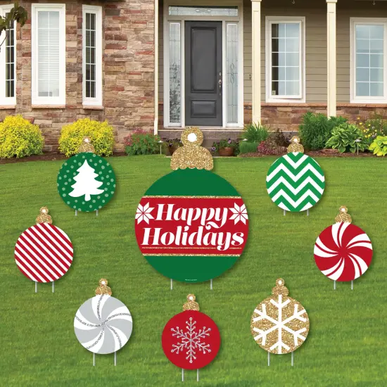 Big Dot of Happiness Ornaments - Yard Sign and Outdoor Lawn Decorations - Holiday and Christmas Party Yard Signs - Set of 8 {1}