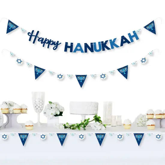 Big Dot of Happiness Hanukkah Menorah - Chanukah Holiday Party Letter Banner Decoration - 36 Banner Cutouts and Happy Hanukkah Banner Letters {3}