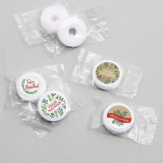 Big Dot of Happiness Feliz Navidad - Holiday and Spanish Christmas Party Round Candy Sticker Favors - Labels Fits Chocolate Candy (1 Sheet of 108) {4}
