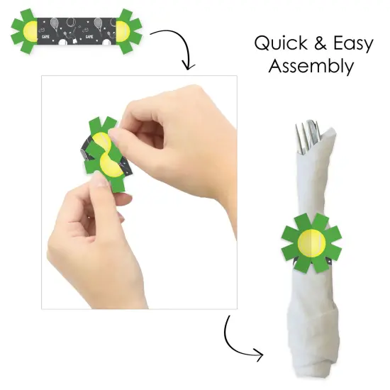 Big Dot of Happiness You Got Served - Tennis - Baby Shower or Tennis Ball Birthday Party Paper Napkin Holder - Napkin Rings - Set of 24 {6}