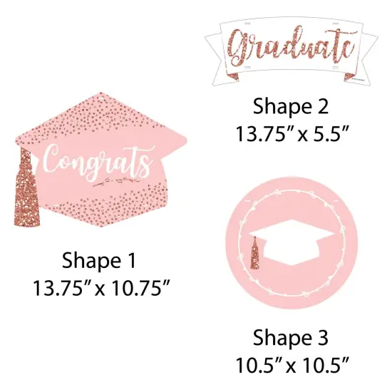 Big Dot of Happiness Rose Gold Grad - Hanging PorchGraduation Party Outdoor Decorations - Front Door Decor - 3 Piece Sign {7}