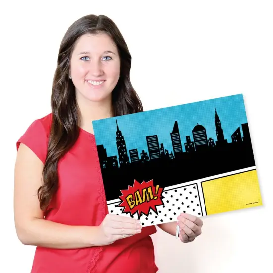 Big Dot of Happiness Bam Superhero - Party Table Decorations - Baby Shower or Birthday Party Placemats - Set of 16 {7}