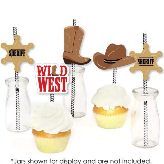 Big Dot of Happiness Western Hoedown - Paper Straw Decor - Wild West Cowboy Party Striped Decorative Straws - Set of 24 {6}