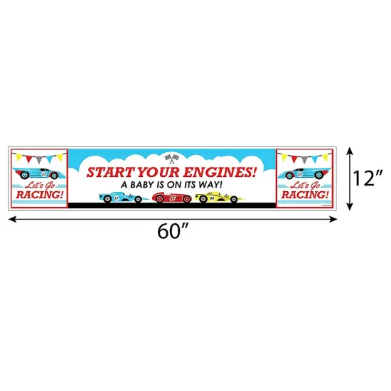 Big Dot of Happiness Let's Go Racing - Racecar - Baby Shower Race Car Decorations Party Banner {3}