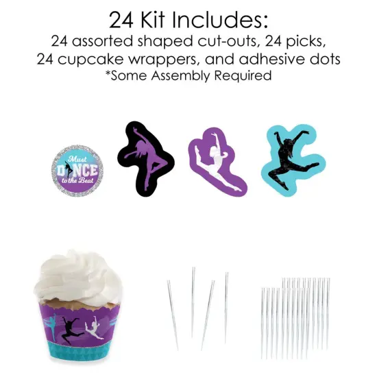 Big Dot of Happiness Must Dance to the Beat - Dance - Cupcake Decoration - Birthday or Dance Party Cupcake Wrappers and Treat Picks Kit - Set of 24 {6}