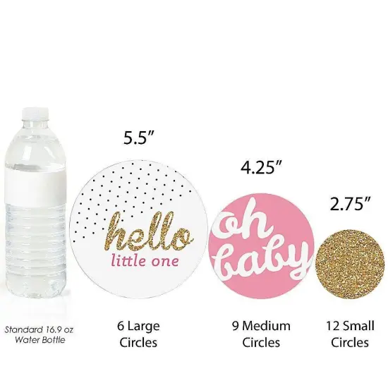 Big Dot of Happiness Hello Little One - Pink and Gold - Girl Baby Shower Giant Circle Confetti - Party Decorations - Large Confetti 27 Count {4}