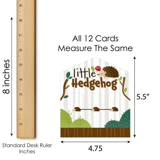 Big Dot of Happiness Forest Hedgehogs - Woodland Birthday Party or Baby Shower Game Pickle Cards - Pull Tabs 3-in-a-Row - Set of 12 {7}