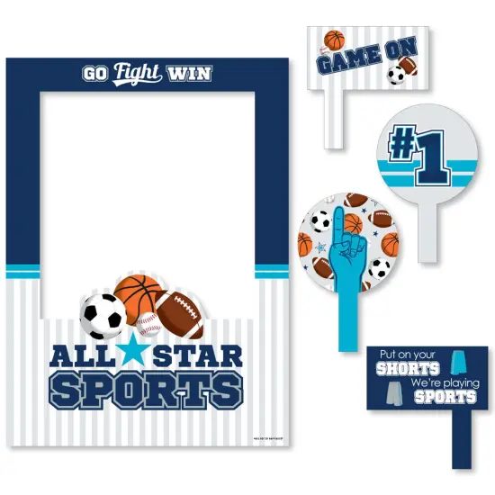 Big Dot of Happiness Go, Fight, Win - Sports - Baby Shower or Birthday Party Selfie Photo Booth Picture Frame & Props - Printed on Sturdy Material {7}