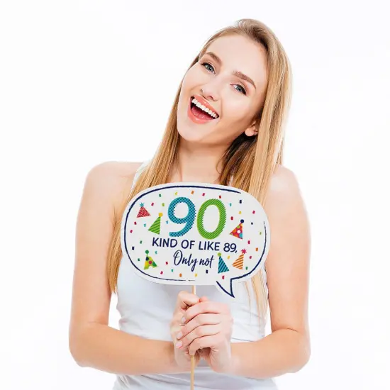 Big Dot of Happiness 90th Birthday - Cheerful Happy Birthday - Colorful Ninetieth Birthday Party Photo Booth Props Kit - 20 Count {4}