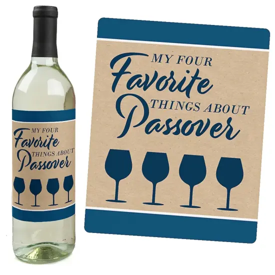 Big Dot of Happiness Happy Passover - Pesach Holiday Party Decorations for Women and Men - Wine Bottle Label Stickers - Set of 4 {6}