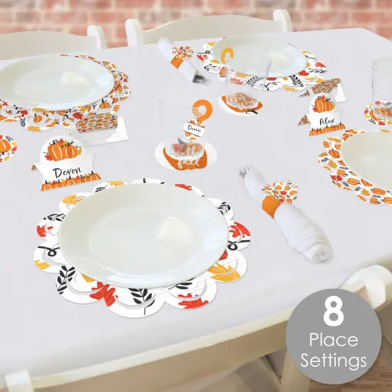 Big Dot of Happiness Fall Pumpkin - Halloween or Thanksgiving Party Paper Charger and Table Decorations - Chargerific Kit - Place Setting for 8 {3}