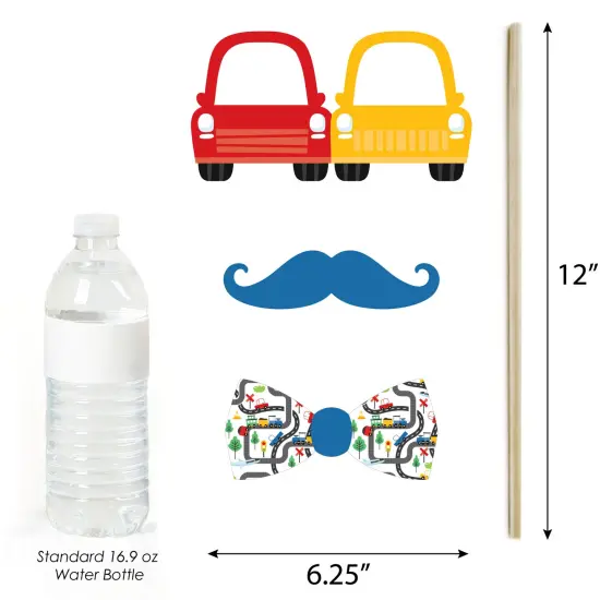 Big Dot of Happiness Cars, Trains, and Airplanes - Transportation Birthday Party Photo Booth Props Kit - 20 Count {6}
