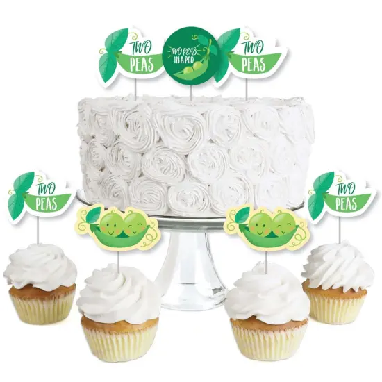 Big Dot of Happiness Double the Fun - Twins Two Peas in a Pod - Dessert Cupcake Toppers - Baby Shower or 1st Birthday Party Clear Treat Picks - 24 Ct {1}