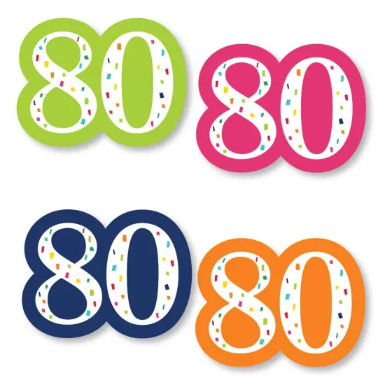 Big Dot of Happiness 80th Birthday - Cheerful Happy Birthday - DIY Shaped Colorful Eightieth Birthday Party Cut-Outs - 24 Count {1}