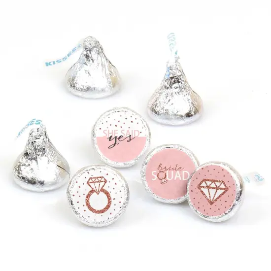 Big Dot of Happiness Bride Squad - Rose Gold Bridal or Bachelorette Party Round Candy Sticker Favors - Labels Fits Chocolate Candy (1 sheet of 108) {1}