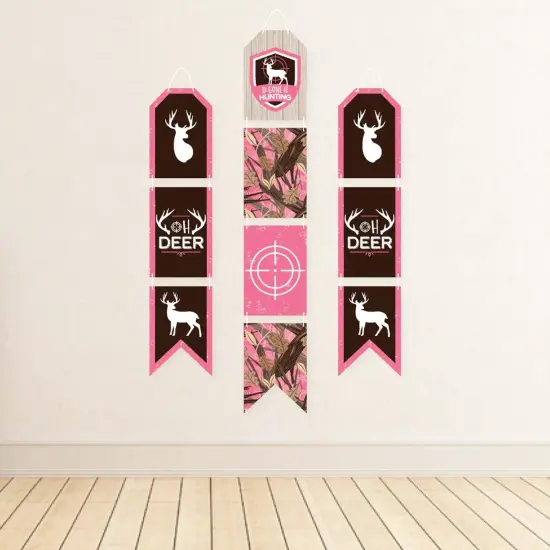 Big Dot of Happiness Pink Gone Hunting - Hanging Vertical Paper Door Banners - Girl Camo Baby Shower Birthday Party Wall Decor Kit - Indoor Door Decor {4}