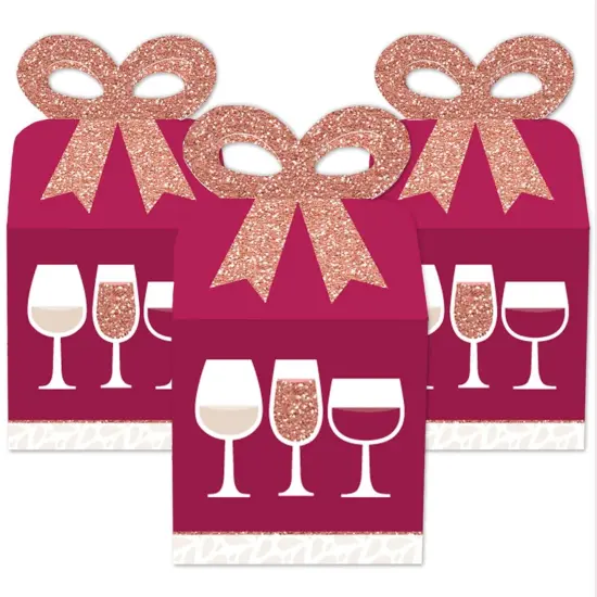 Big Dot of Happiness But First, Wine - Square Favor Gift Boxes - Wine Tasting Party Bow Boxes - Set of 12 {3}