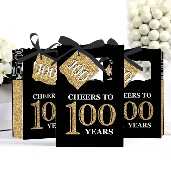 Big Dot of Happiness Adult 100th Birthday - Gold - Birthday Party Favor Boxes - Set of 12 {4}