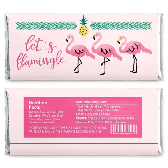 Big Dot of Happiness Pink Flamingo - Party Like a Pineapple - Tropical Summer Candy Bar Wrappers - Set of 24 {3}
