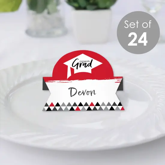 Big Dot of Happiness Red Grad - Best is Yet to Come - Red Graduation Party Tent Buffet Card - Table Setting Name Place Cards - Set of 24 {3}