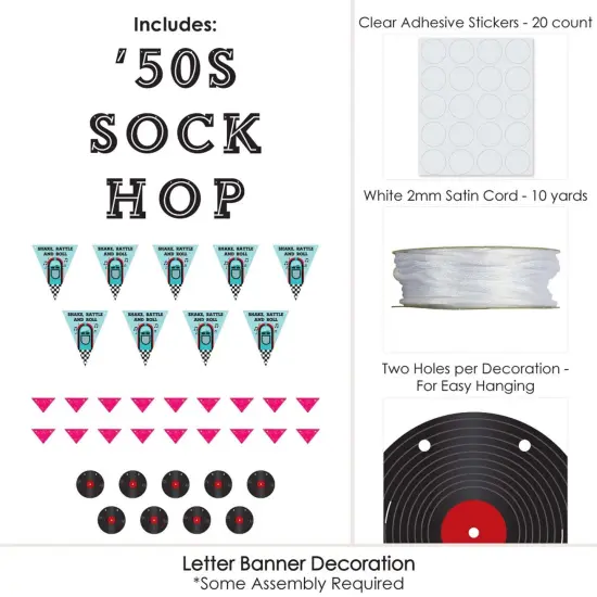 Big Dot of Happiness 50's Sock Hop - 1950s Rock N Roll Party Letter Banner Decoration - 36 Banner Cutouts and 50s Sock Hop Banner Letters {6}