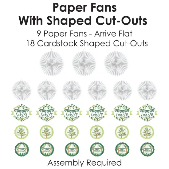 Big Dot of Happiness Family Tree Reunion - Hanging Family Gathering Party Tissue Decoration Kit - Paper Fans - Set of 9 {6}