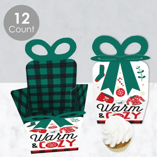 Big Dot of Happiness Christmas Pajamas - Square Favor Gift Boxes - Holiday Plaid PJ Party Bow Boxes - Set of 12 {4}