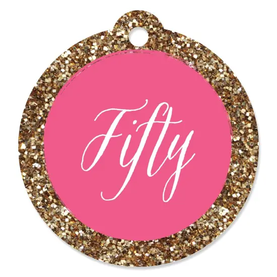 Big Dot of Happiness Chic 50th Birthday - Pink and Gold - Birthday Party Favor Gift Tags (Set of 20) {1}