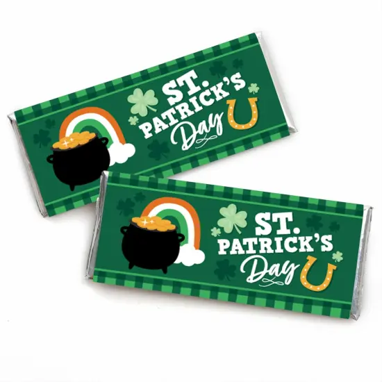 Big Dot of Happiness Shamrock St. Patrick's Day - Candy Bar Wrapper Saint Paddy's Day Party Favors - Set of 24 {1}