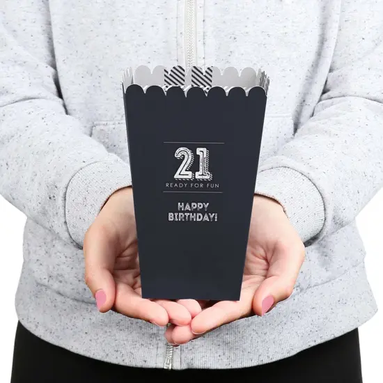 Big Dot of Happiness Finally 21 - 21st Birthday Party Favor Popcorn Treat Boxes - Set of 12 {6}
