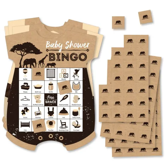 Big Dot of Happiness Wild Safari - Picture Bingo Cards and Markers - African Jungle Adventure Baby Shower Shaped Bingo Game - Set of 18 {1}