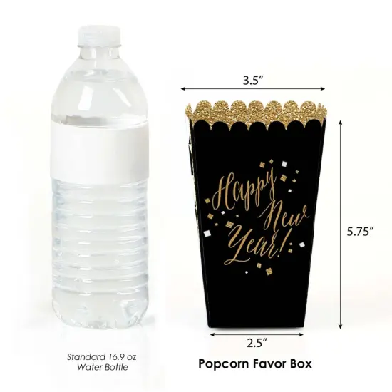 Big Dot of Happiness New Year's Eve - Gold New Years Eve Party Favor Popcorn Treat Boxes - Set of 12 {3}
