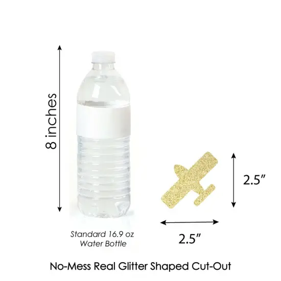 Big Dot of Happiness Gold Glitter Airplane Party Straws - No-Mess Real Gold Glitter Cut-Outs and Decorative Party Paper Straws - Set of 24 {7}