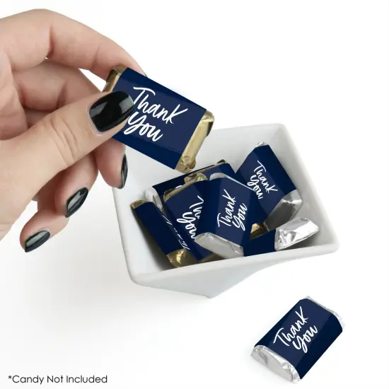 Big Dot of Happiness Navy Blue Elegantly Simple - Mini Candy Bar Wrapper Stickers Party Small Favors 40 Ct {3}