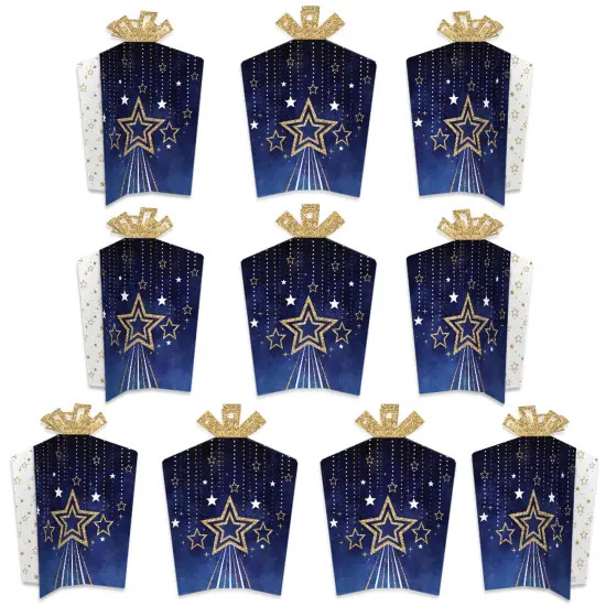 Big Dot of Happiness Starry Skies - Table Decorations - Gold Celestial Party Fold and Flare Centerpieces - 10 Count {1}