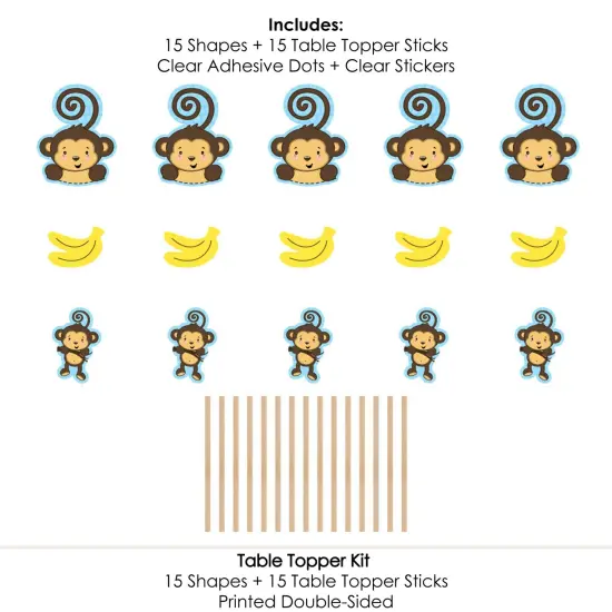 Big Dot of Happiness Blue Monkey Boy - Baby Shower or Birthday Party Centerpiece Sticks - Table Toppers - Set of 15 {7}