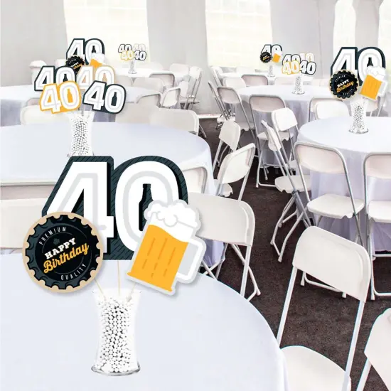 Big Dot of Happiness Cheers and Beers to 40 Years - 40th Birthday Party Centerpiece Sticks - Showstopper Table Toppers - 35 Pieces {3}
