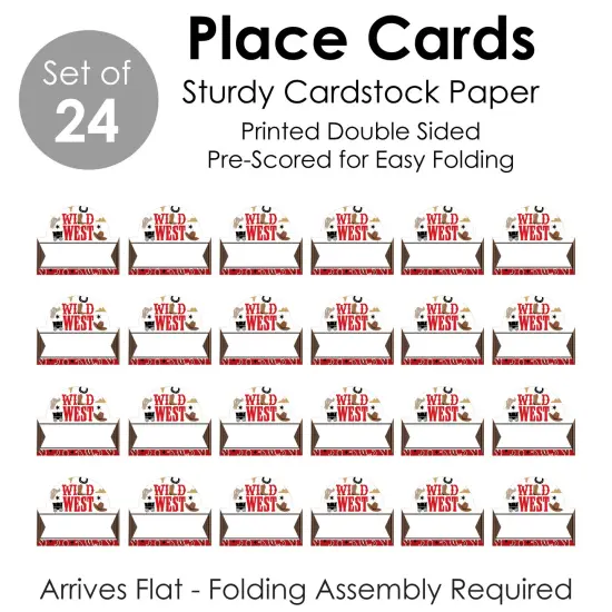 Big Dot of Happiness Western Hoedown - Wild West Cowboy Party Tent Buffet Card - Table Setting Name Place Cards - Set of 24 {7}