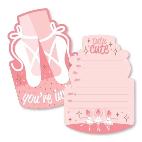 Big Dot of Happiness Tutu Cute Ballerina - Shaped Fill-In Invites - Ballet Birthday Party or Baby Shower Invitation Cards with Envelopes - Set of 12 {1}