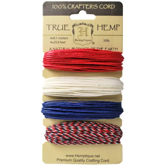 Hemptique Hemp Cord 20lb 120'-Americana {1}