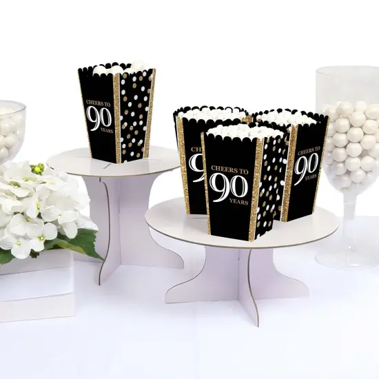 Big Dot of Happiness Adult 90th Birthday - Gold - Birthday Party Favor Popcorn Treat Boxes - Set of 12 {4}