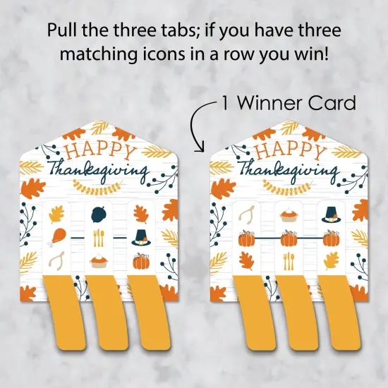 Big Dot of Happiness Happy Thanksgiving - Fall Harvest Party Game Pickle Cards - Pull Tabs 3-in-a-Row - Set of 12 {4}