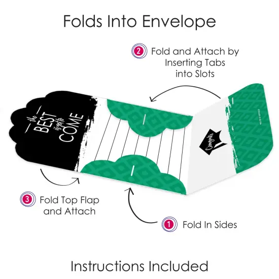 Big Dot of Happiness Green Grad - Best is Yet to Come - Fill-In Cards - Green Graduation Party Fold and Send Invitations - Set of 8 {6}