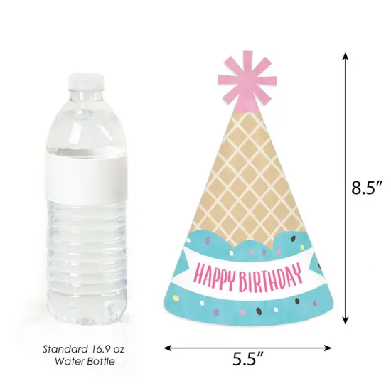 Big Dot of Happiness Scoop Up The Fun - Ice Cream - Cone Happy Birthday Party Hats for Kids and Adults - Set of 8 (Standard Size) {4}