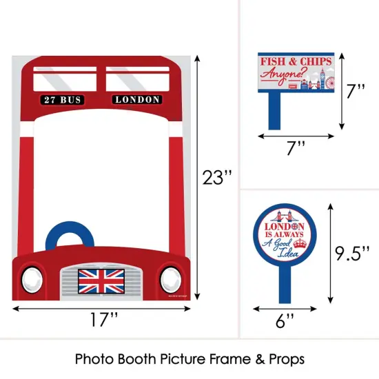 Big Dot of Happiness Cheerio, London - British UK Party Selfie Photo Booth Picture Frame and Props - Printed on Sturdy Material {6}
