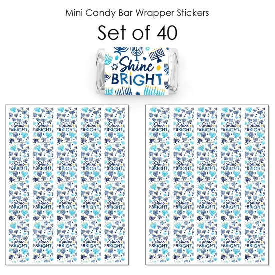 Big Dot of Happiness Hanukkah Menorah - Mini Candy Bar Wrapper Stickers - Chanukah Holiday Party Small Favors - 40 Count {4}