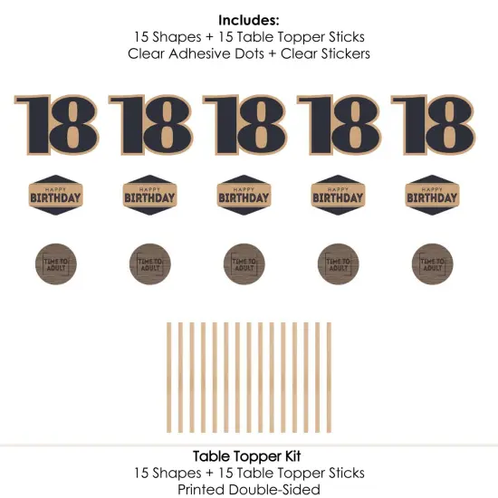Big Dot of Happiness 18th Milestone Birthday - Birthday Party Centerpiece Sticks - Table Toppers - Set of 15 {7}