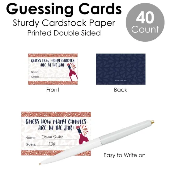 Big Dot of Happiness But First, Wine - How Many Candies Wine Tasting Party Game - 1 Stand and 40 Cards - Candy Guessing Game {7}