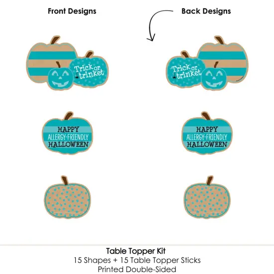 Big Dot of Happiness Teal Pumpkin - Halloween Allergy Friendly Trick or Trinket Centerpiece Sticks - Table Toppers - Set of 15 {6}